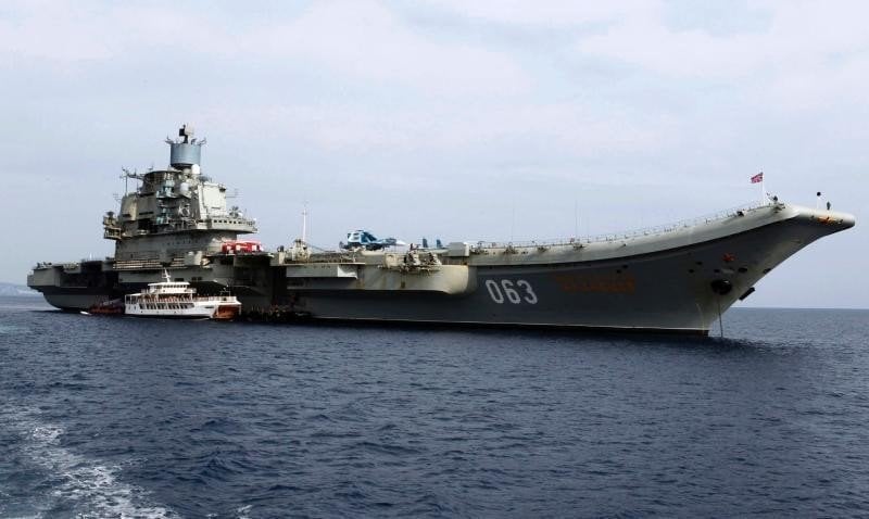 Portaaviones ruso 'Almirante Kuznetsov', una de las unidades más destacadas de la flota del Mar del Norte que se dirige a Siria.