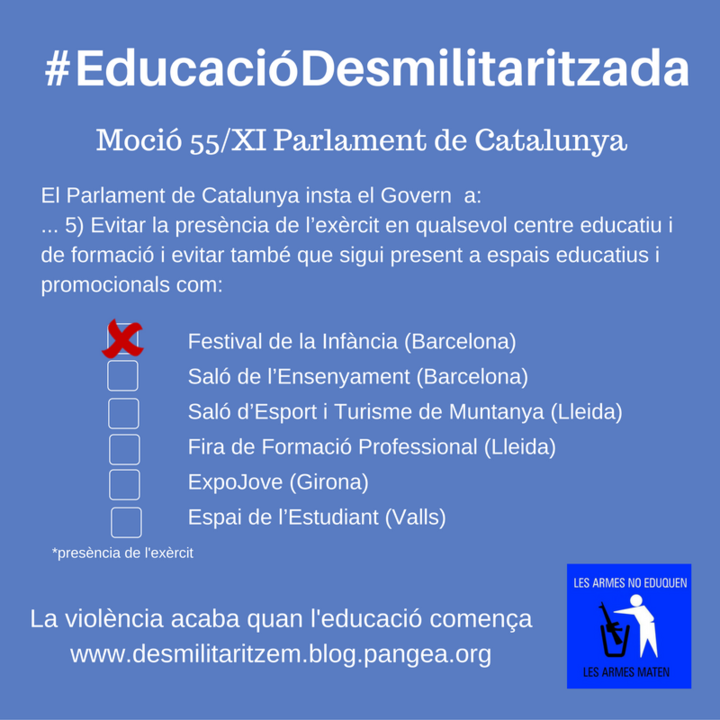 Cartel de la campaña 'Desmilitaricemos la educación'.
