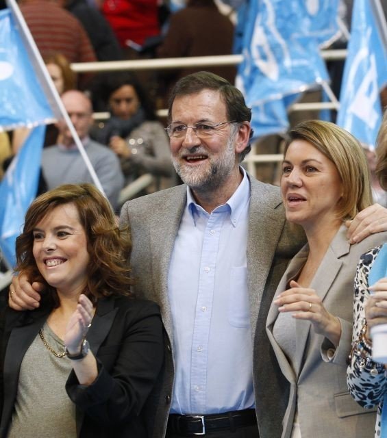 Sáenz de Santamaría, Rajoy y Cospedal.