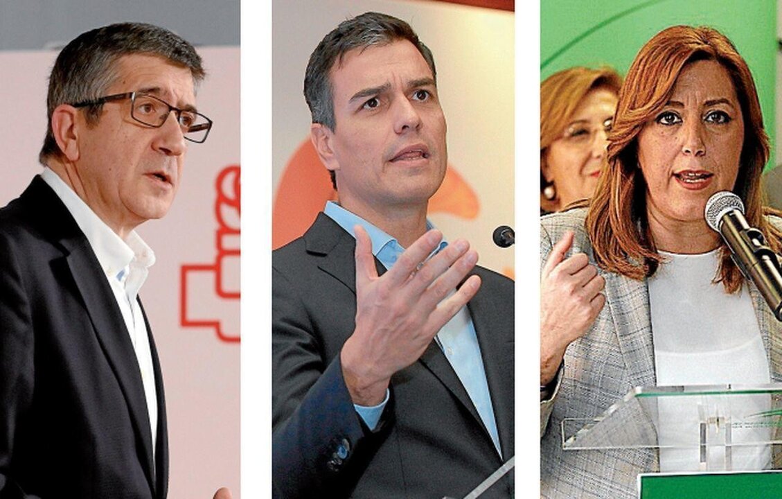 Patxi L&oacute;pez, Pedro S&aacute;nchez y Susana D&iacute;az.