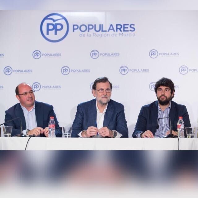 Pedro Antonio Sánchez, Mariano Rajoy y Fernando López Miras.