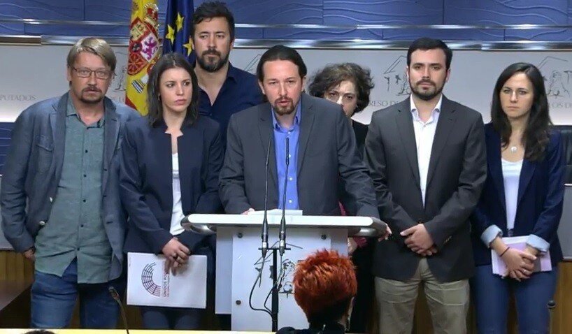 Pablo Iglesias y Unidos Podemos presentan la moci&oacute;n de censura contra Mariano Rajoy.