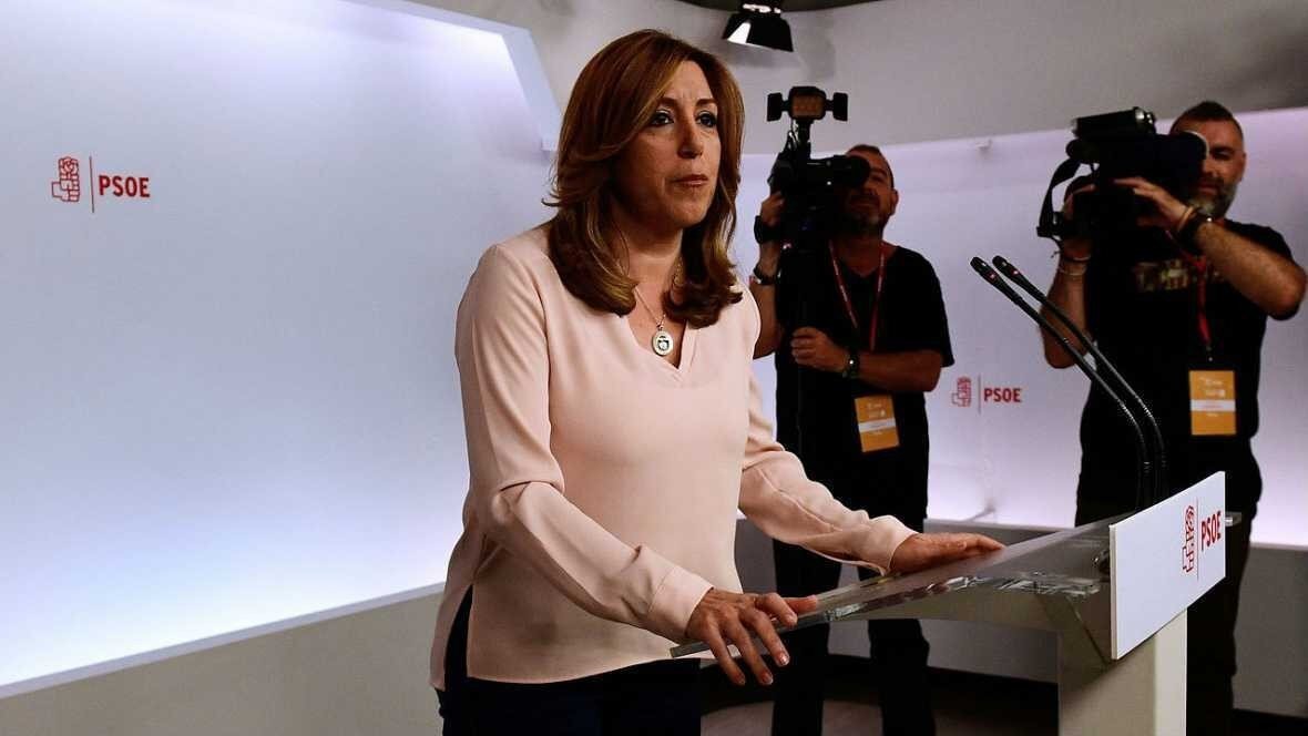 Susana D&iacute;az comparece en Ferraz tras confirmarse su derrota.