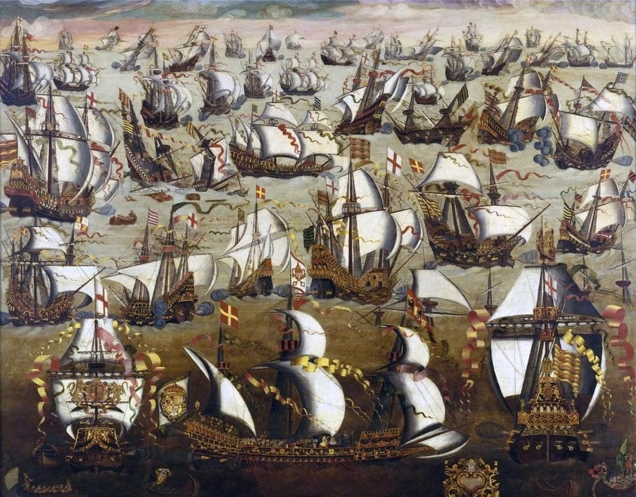Cuadro de la Armada Invencible enviada por España contra Inglaterra.