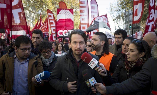 Pablo Iglesias en una manifestación sindical.