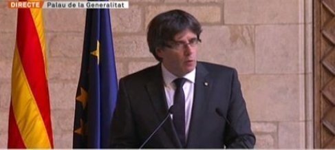Carles Puigdemont en su declaración institucional.