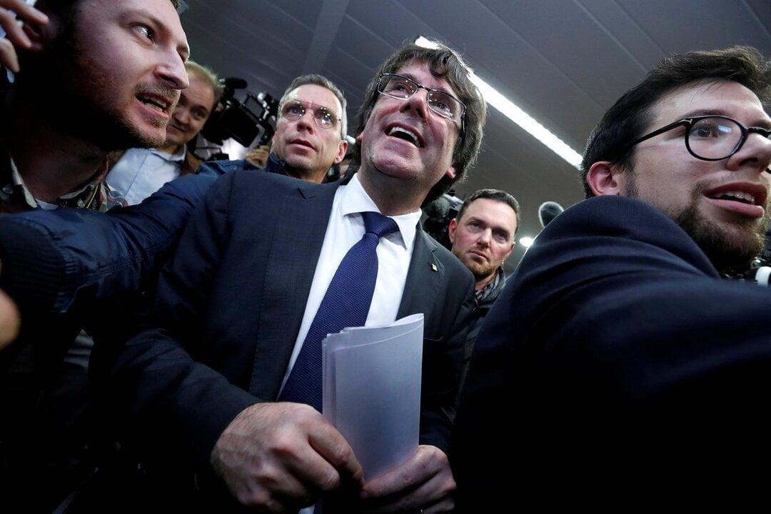Carles Puigdemont en el Club de la Prensa de Bruselas.
