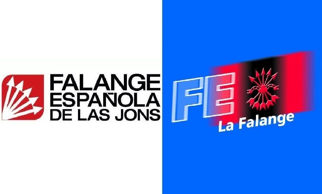 Emblemas de FE de las JONS y FE-La Falange.
