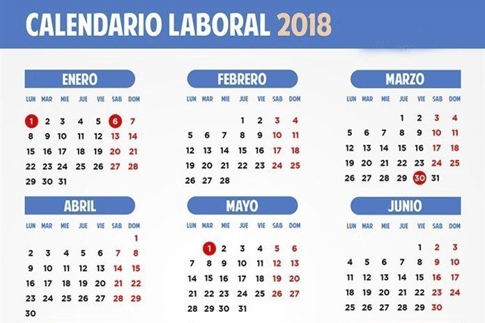 Calendario laboral 2018.