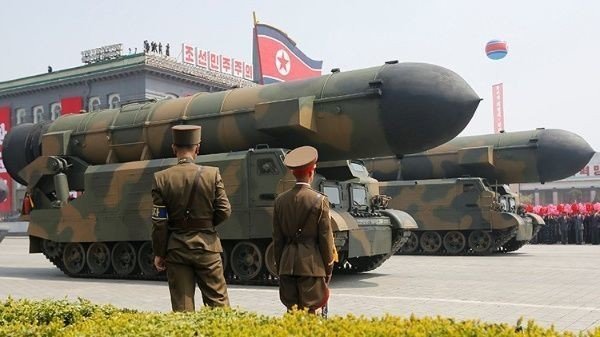 Un misil balístico de Corea del Norte durante una parada militar en Pyongyang.