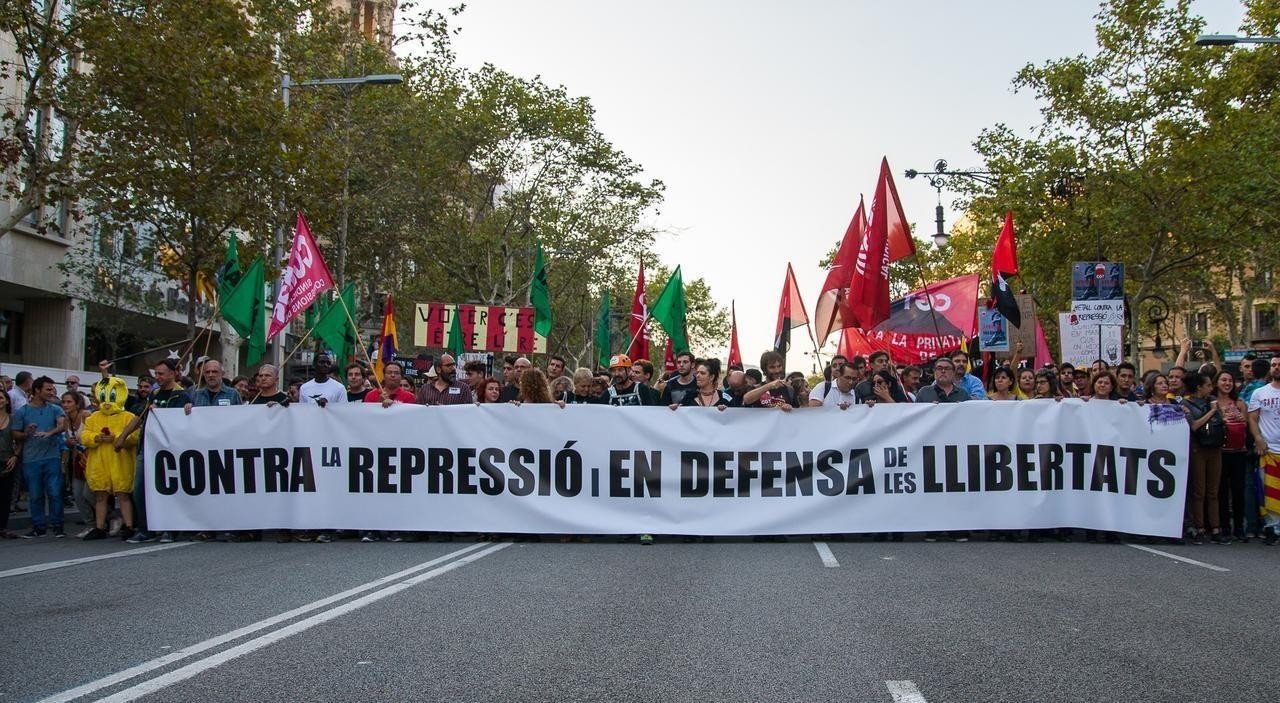 Manifestación en la huelga en Cataluña el 3 de octubre.