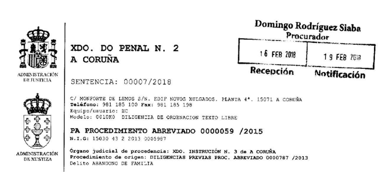 Sentencia 7/2018 del Juzgado de lo Penal número 2 de La Coruña.