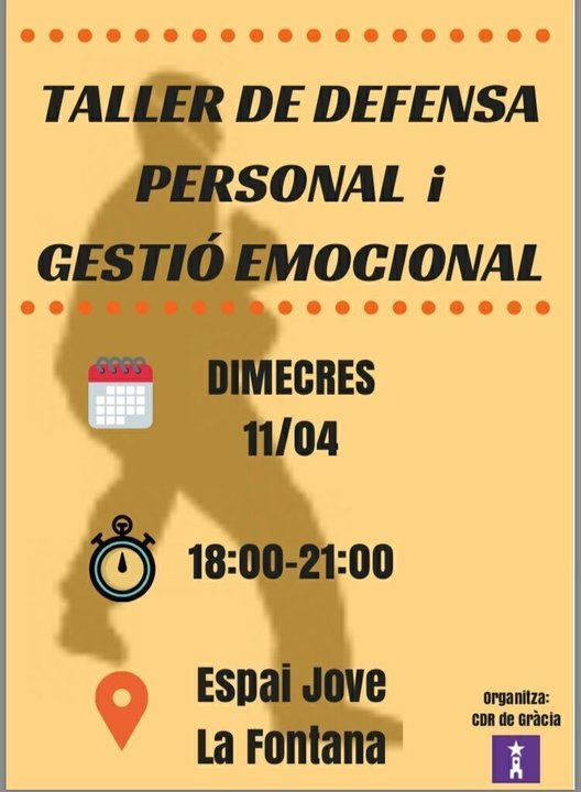 Cartel del taller de defensa personal del CDR de Gràcia.