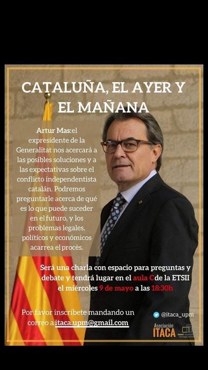 Cartel de la conferencia de Artur Mas en Madrid.