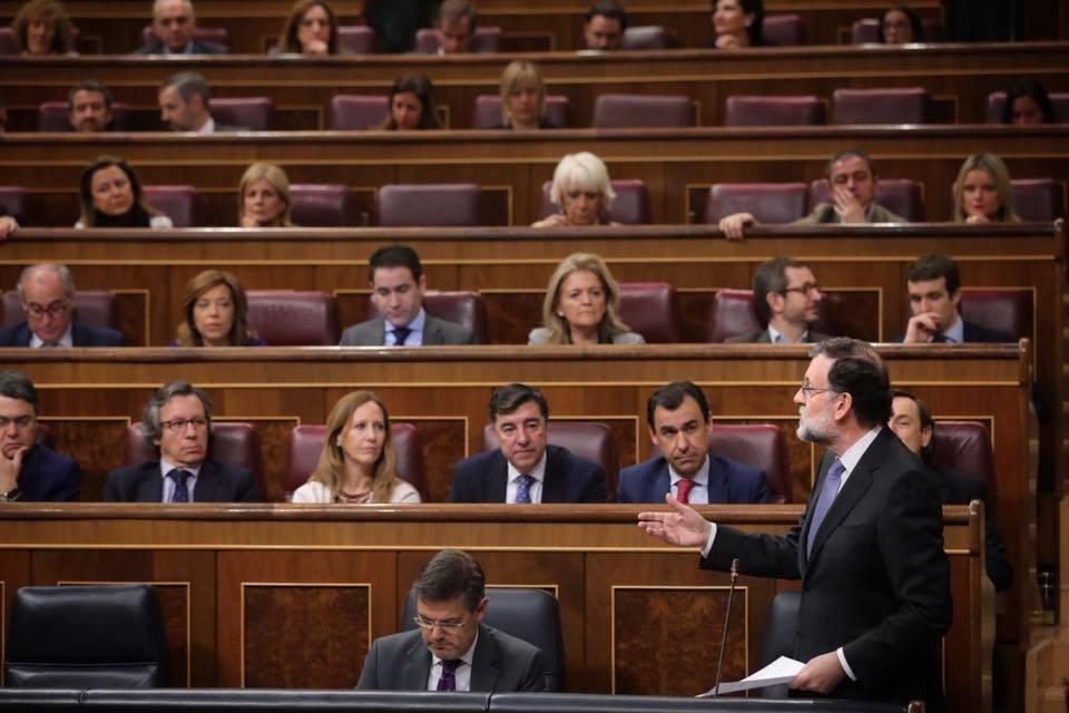 Mariano Rajoy y la bancada del Grupo Popular en el Congreso.