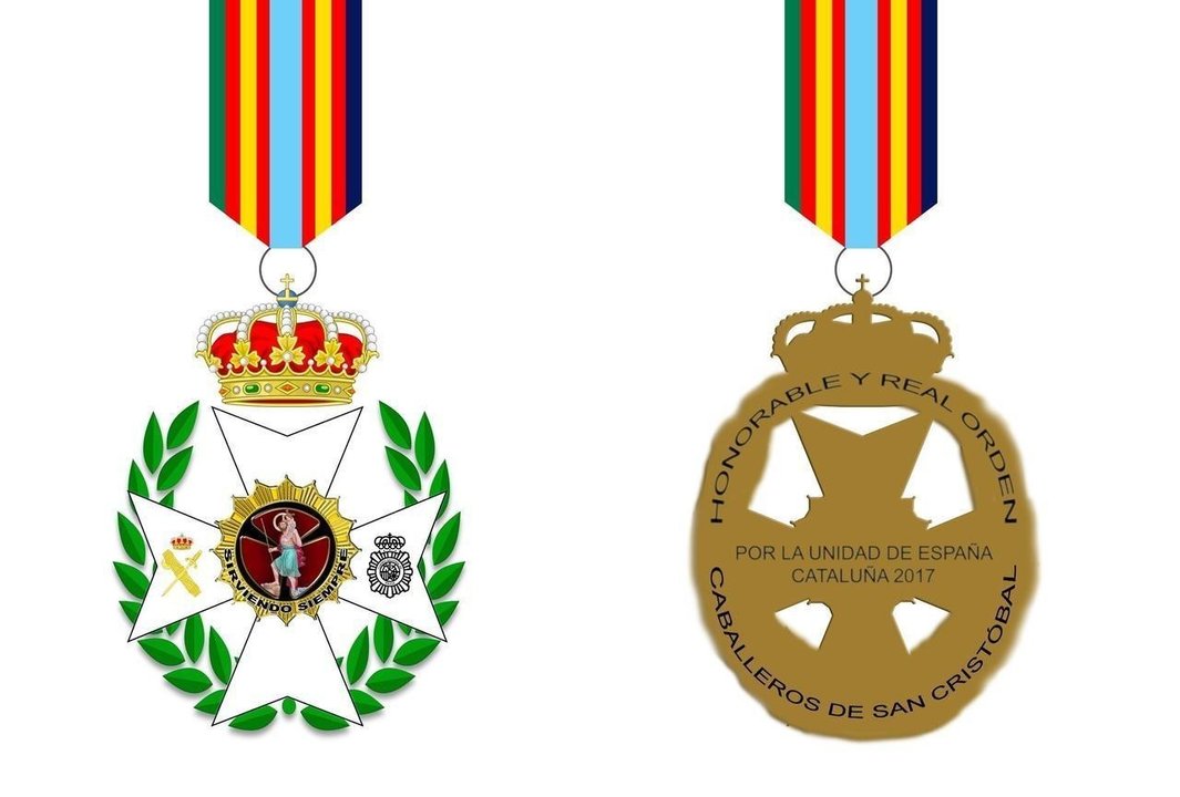 Medalla diseñada por la Real Orden de San Cristóbal para condecorar a policías nacionales y guardias civiles.