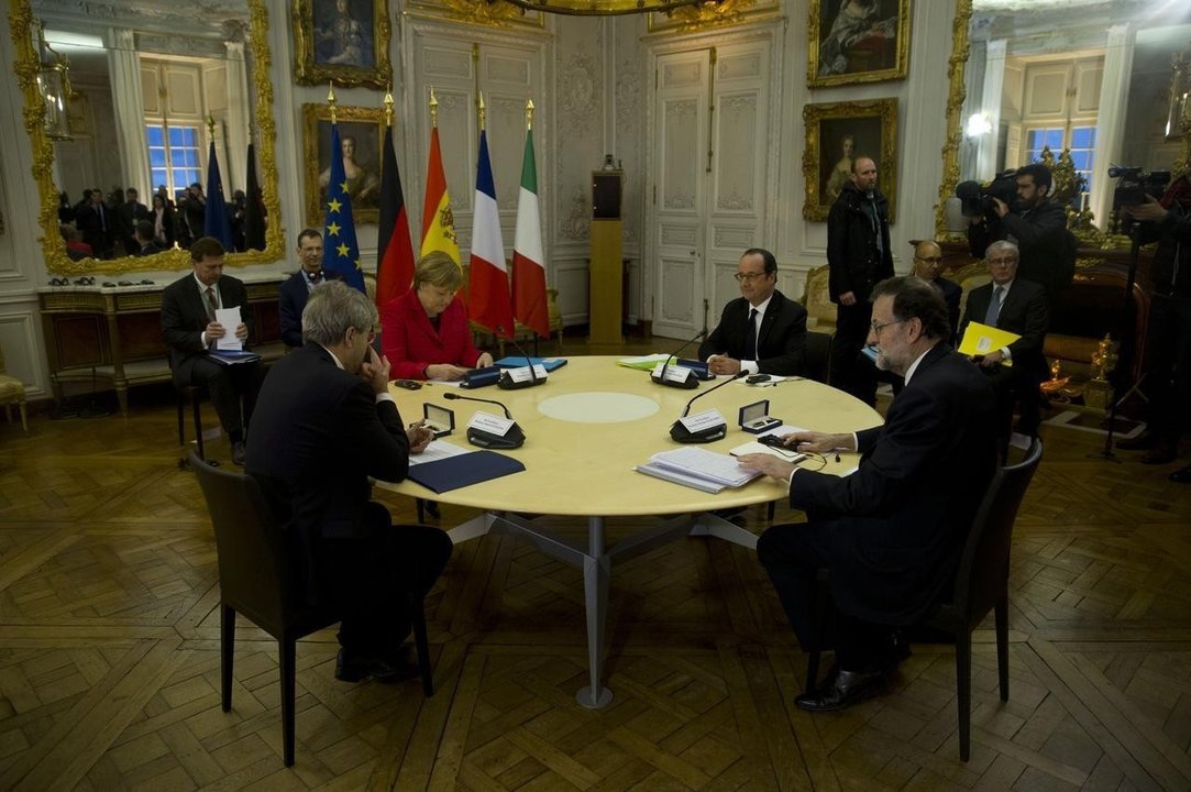 Reunión de los jefes de gobierno de Italia, Alemania, Francia y España en 2017.