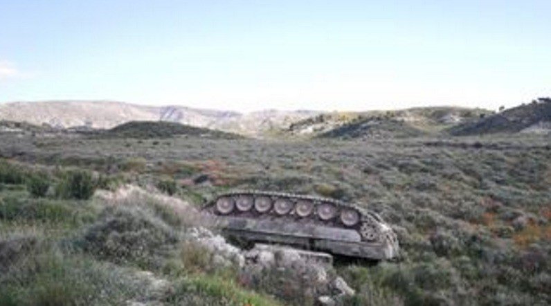 El carro Leopardo accidentado en San Gregorio.