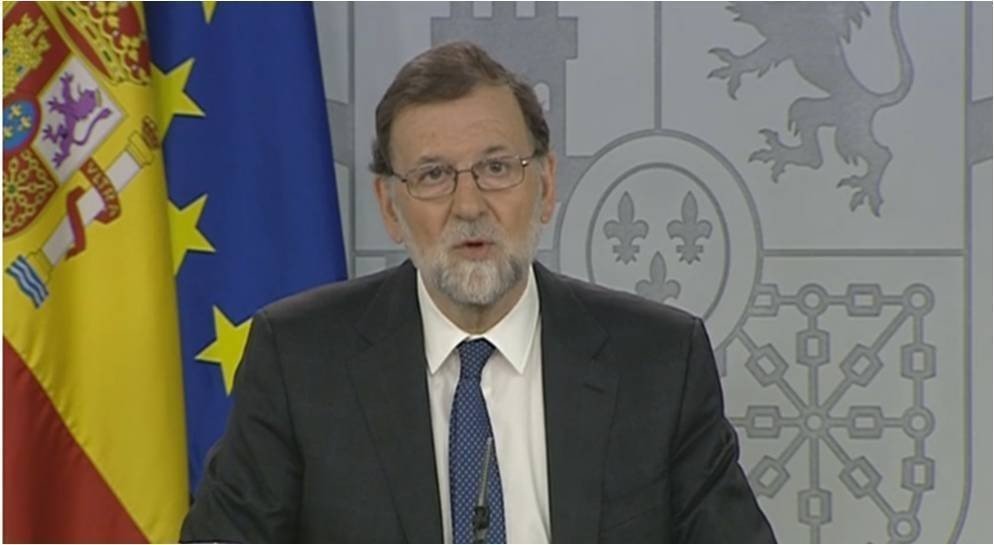 Mariano Rajoy comparece en La Moncloa.