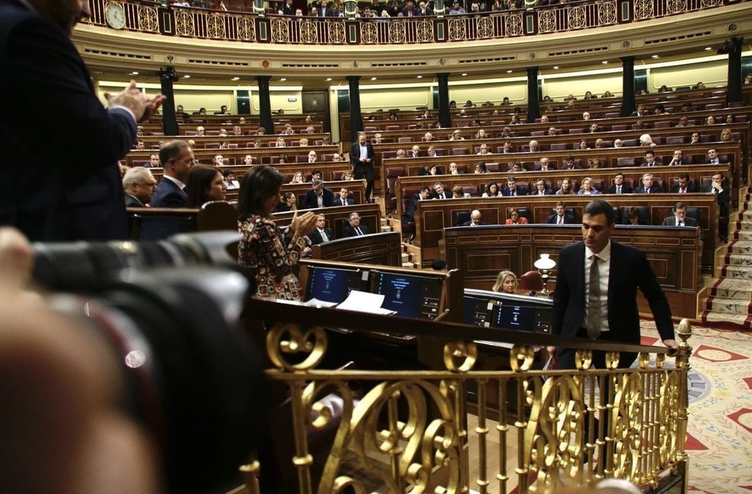 Pedro Sánchez, en la moción de censura contra Mariano Rajoy.