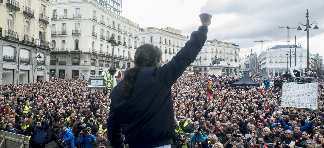 Pablo Iglesias, en una manifestación de Podemos en Madrid.