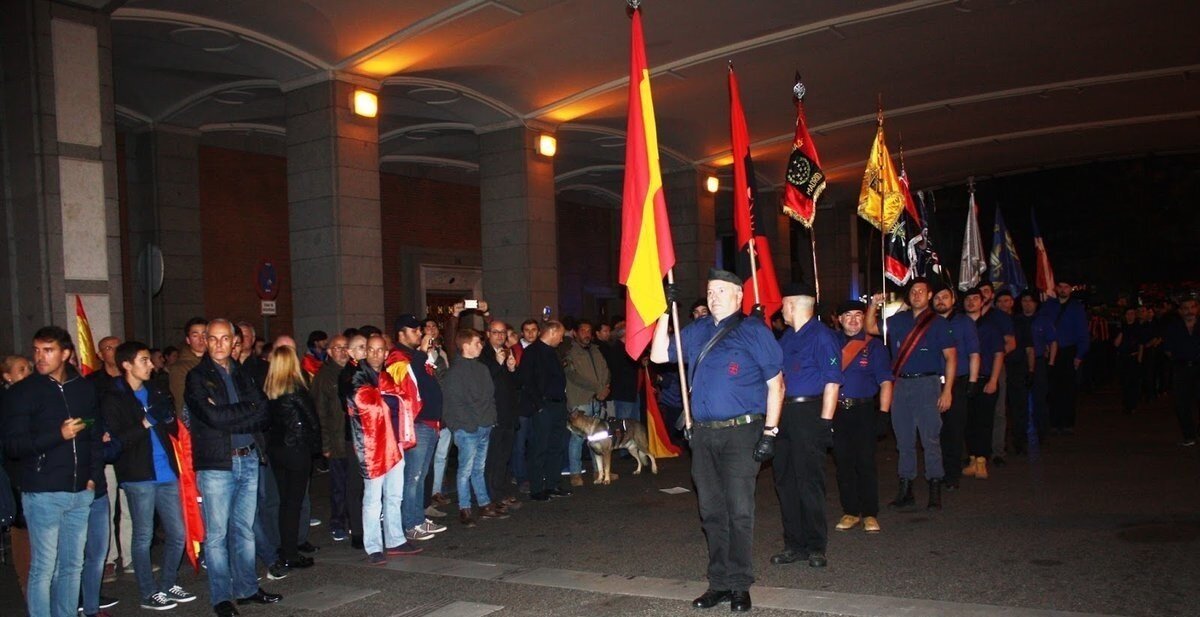 Marcha falangista al Valle de los Ca&iacute;dos en 2017.