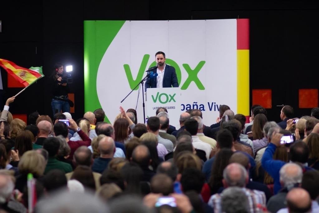 Santiago Abascal, en un mitin de Vox.
