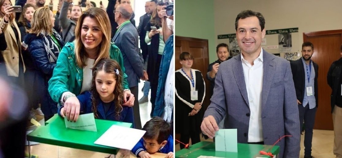 Susana Díaz (PSOE) y Juanma Moreno (PP) votan este 2 de diciembre.