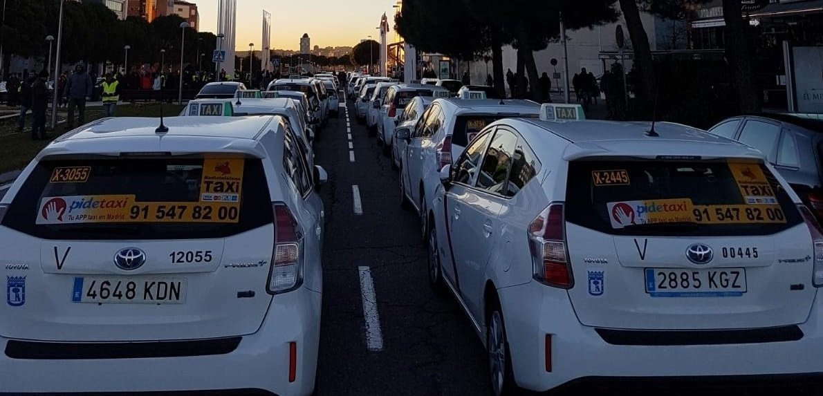 Huelga de taxis en Madrid.