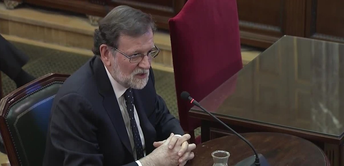 Mariano Rajoy comparece ante el Tribunal Supremo durante el juicio del procés.