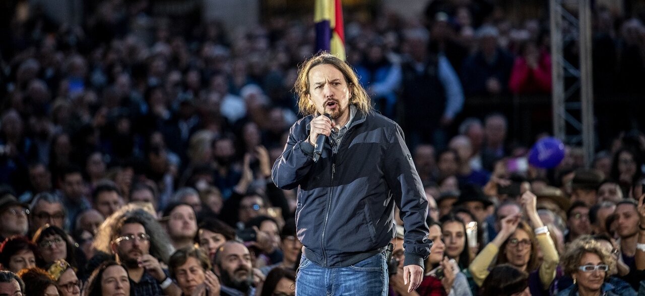 Pablo Iglesias, en la plaza del Reina Sof&iacute;a.