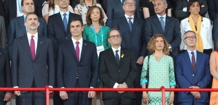 Felipe VI, Pedro Sánchez, Quim Torra, Meritxell Batet y José Guirao, en Tarragona.
