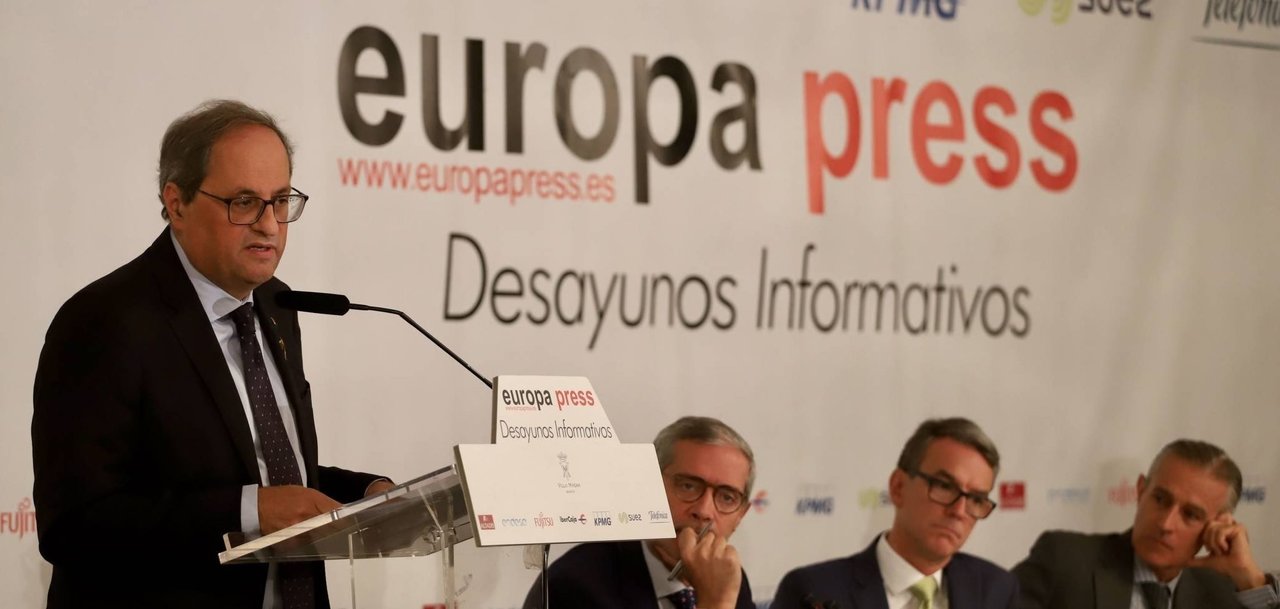 Quim Torra, en el desayuno informativo de Europa Press en Madrid.