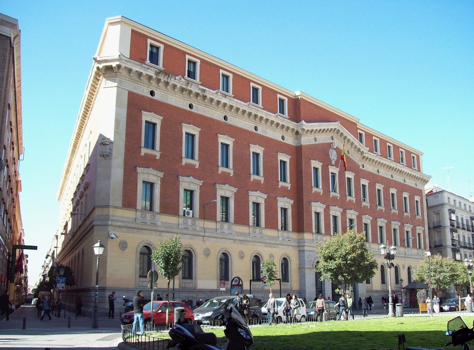 East facade of the Spanish Court of Accounts' seat, at 81 Calle de Fuencarral (street) in Centro district in Madrid. Building from 1863.