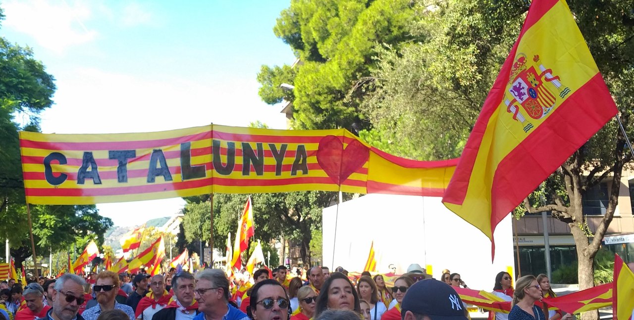 Manifestación contra la independencia en Barcelona, el 27 de octubre de 2019.