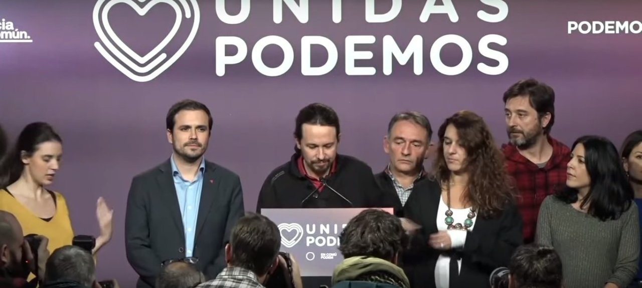 Comparecencia de Pablo Iglesias tras las elecciones generales del 10 de noviembre de 2019.