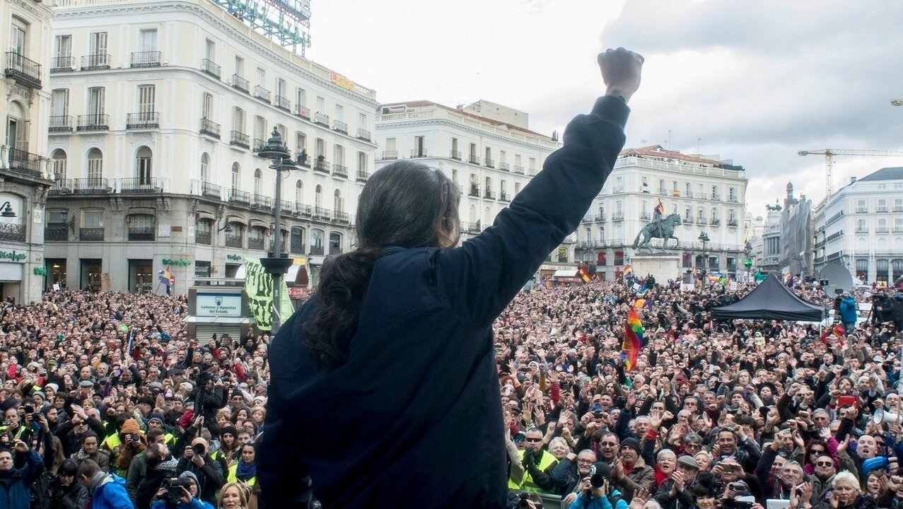 Pablo Iglesias, en una manifestaci&oacute;n de Podemos en Madrid.