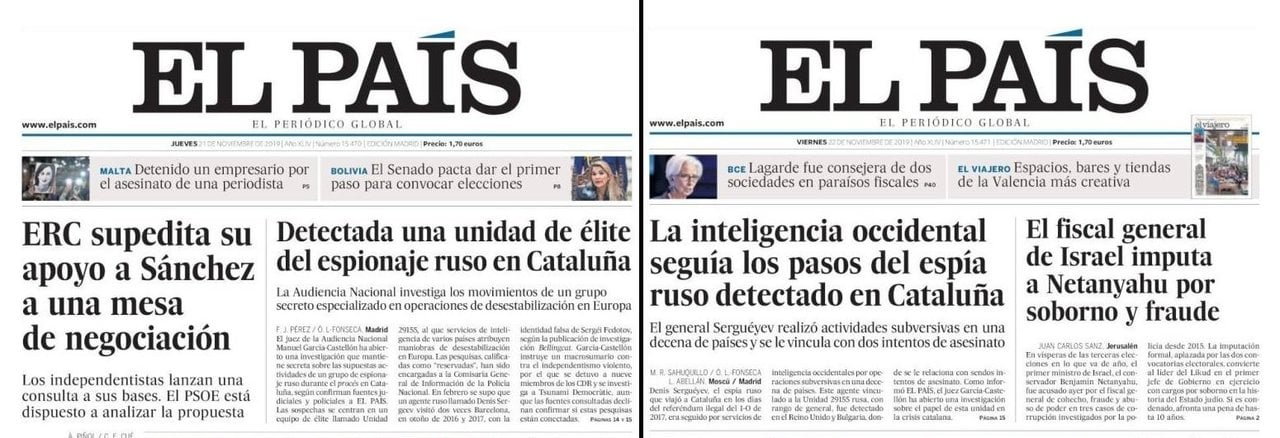 Noticias de El País sobre las investigaciones sobre la injerencia rusa.