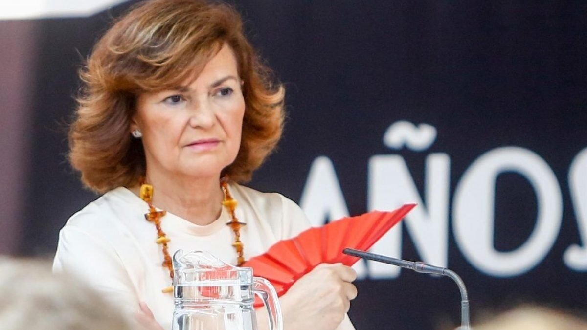 Carmen Calvo en una comparecencia en La Moncloa