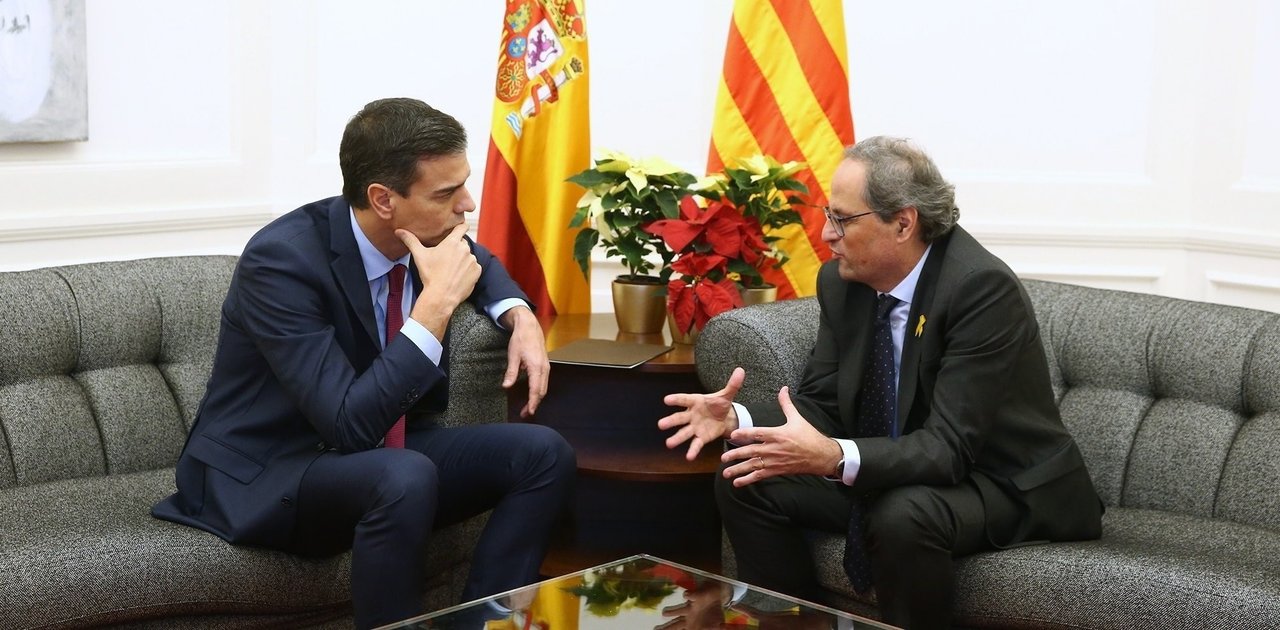 Pedro Sánchez y Quim Torra, en su reunión en Barcelona en diciembre de 2018.