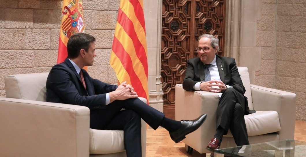 Pedro Sánchez y Quim Torra, reunidos en el Palau de la Generalitat.