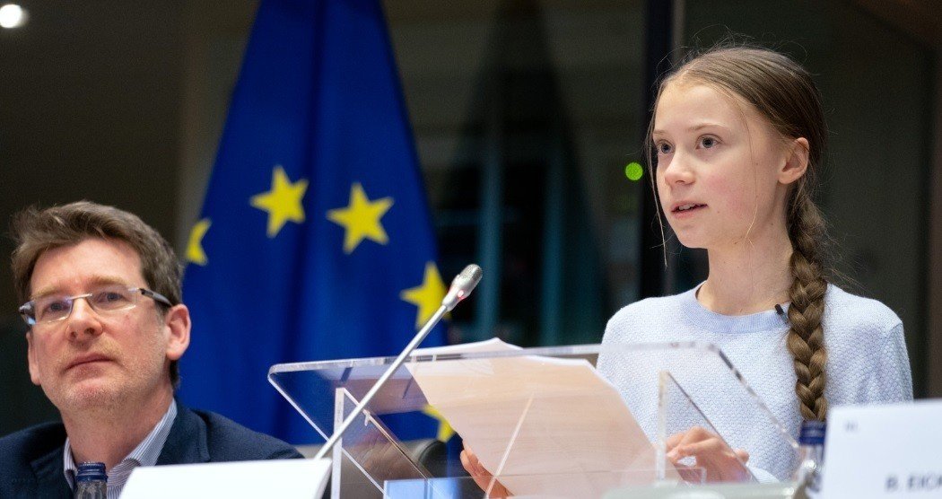 Greta Thunberg, en una comisión del Parlamento Europeo.