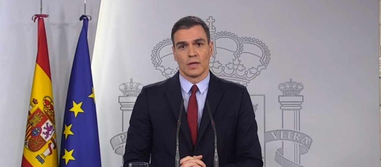 Pedro Sánchez anuncia las medidas del estado de alarma el 14 de marzo de 2020.