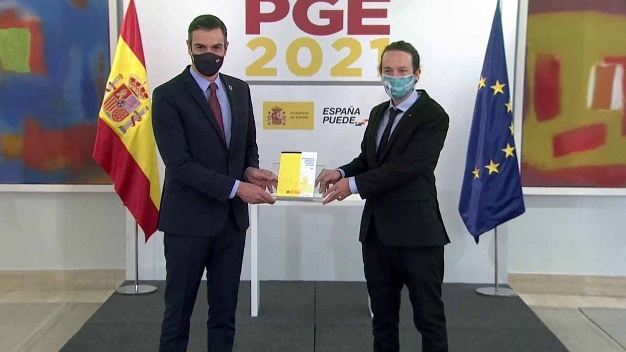 Pedro Sánchez y Pablo Iglesias presentan los Presupuestos del Estado para 2021