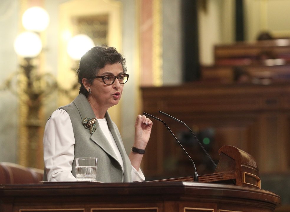 La ministra de Asuntos Exteriores, Unión Europea y Cooperación,Arancha González Laya, interviene durante una sesión plenaria en el Congreso de los Diputados