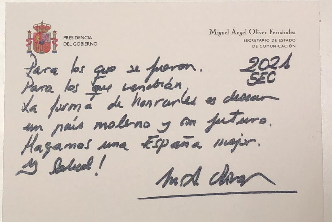 Imagen de la postal enviada a los medios
