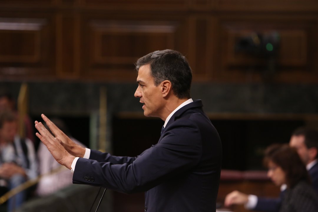 Pedro Sánchez, en el pleno del Congreso