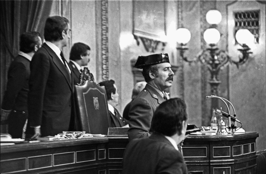 Antonio Tejero, en el Congreso de los Diputados el 23 de febrero de 1981 (Foto: Europa Press).