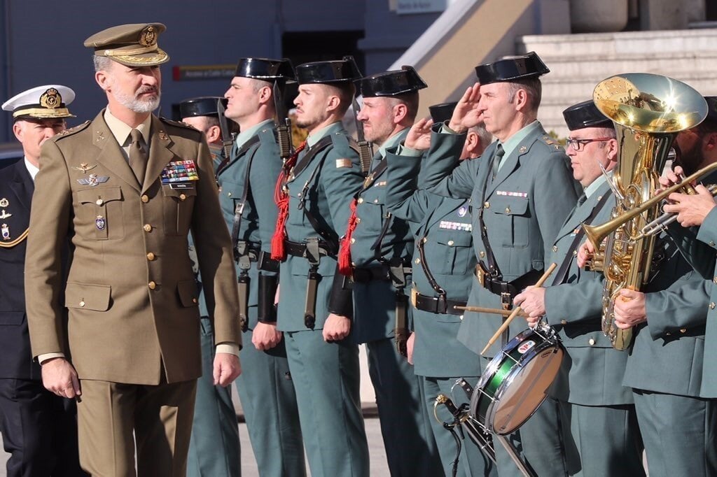 El Rey Felipe VI a su llegada al centro de operaciones de la Direcci&oacute;n General de la Guardia Civil en Madrid, a 09 de enero de 2020.