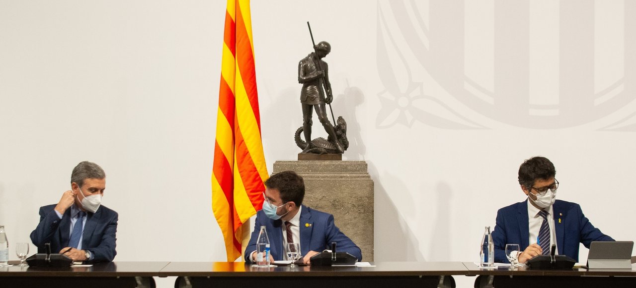 Pere Aragonès, en el centro (Foto: David Zorrakino / Europa Press).